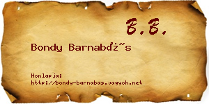 Bondy Barnabás névjegykártya